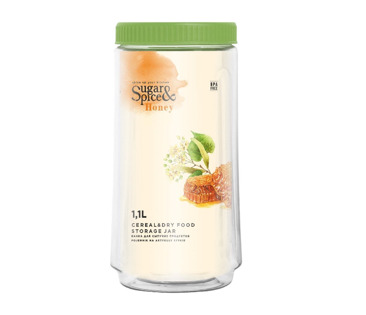 Банка для сыпучих продуктов Sugar&Spice, Honey 1,1л фисташка