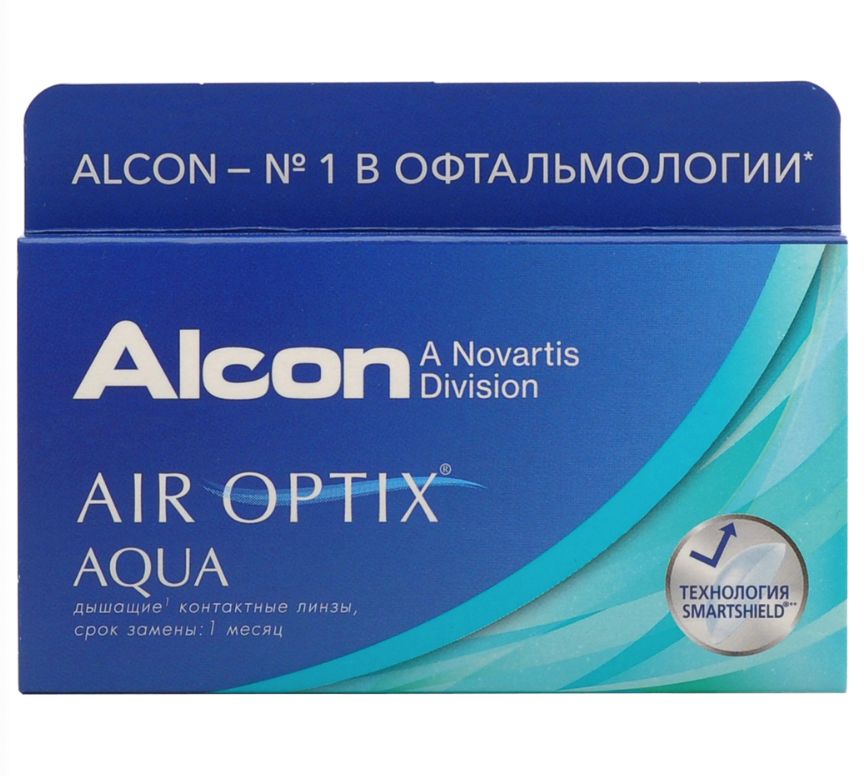 фото Air optix aqua (6 линз) + one step 360 мл.(8.6, -2.25)