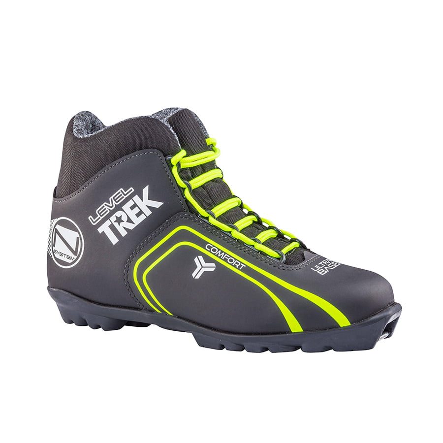 фото Ботинки лыжные nnn trek level1 черные/логотип неон размер ru44 eu45 см28,5