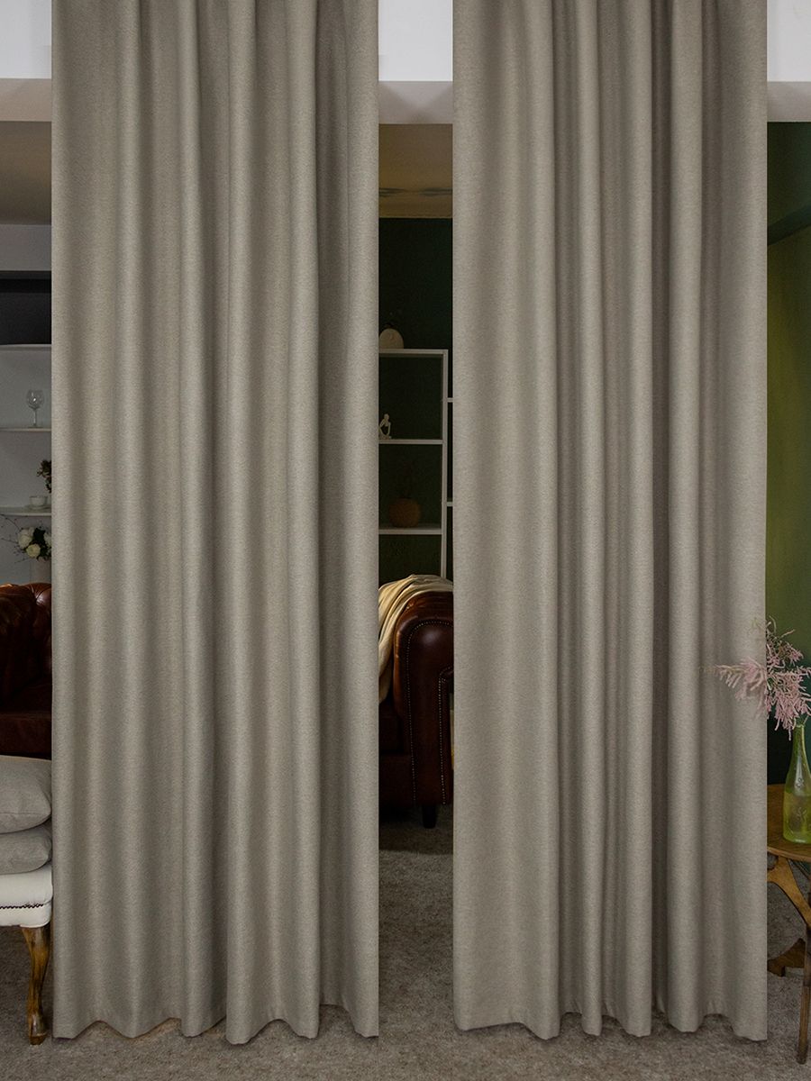 

Штора Блэкаут для комнаты на шторной ленте 150 х 245 Evrika Home Бежевый, винтер-1шт