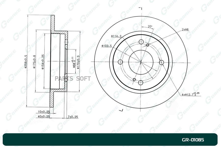 G-BRAKE Диск тормозной G-brake GR-01085