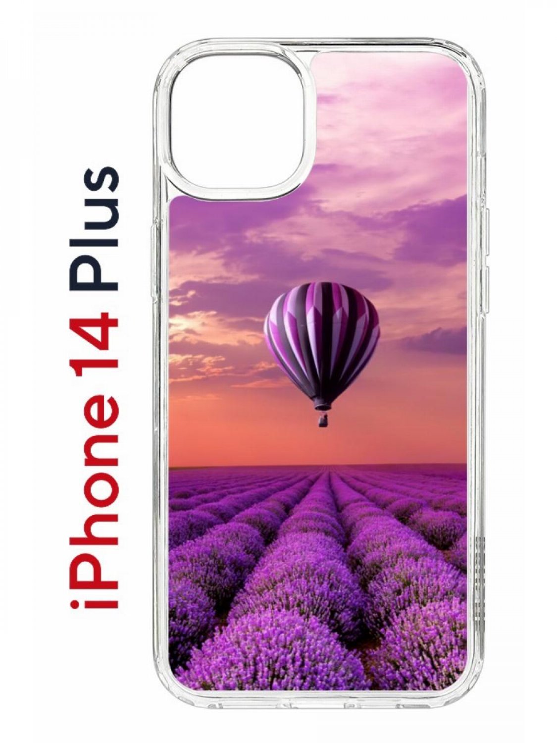 

Чехол на iPhone 14 Plus с принтом Kruche Print Лавандовый рай, бампер с защитой камеры, Прозрачный;фиолетовый;розовый;белый, Айфон 14 Плюс