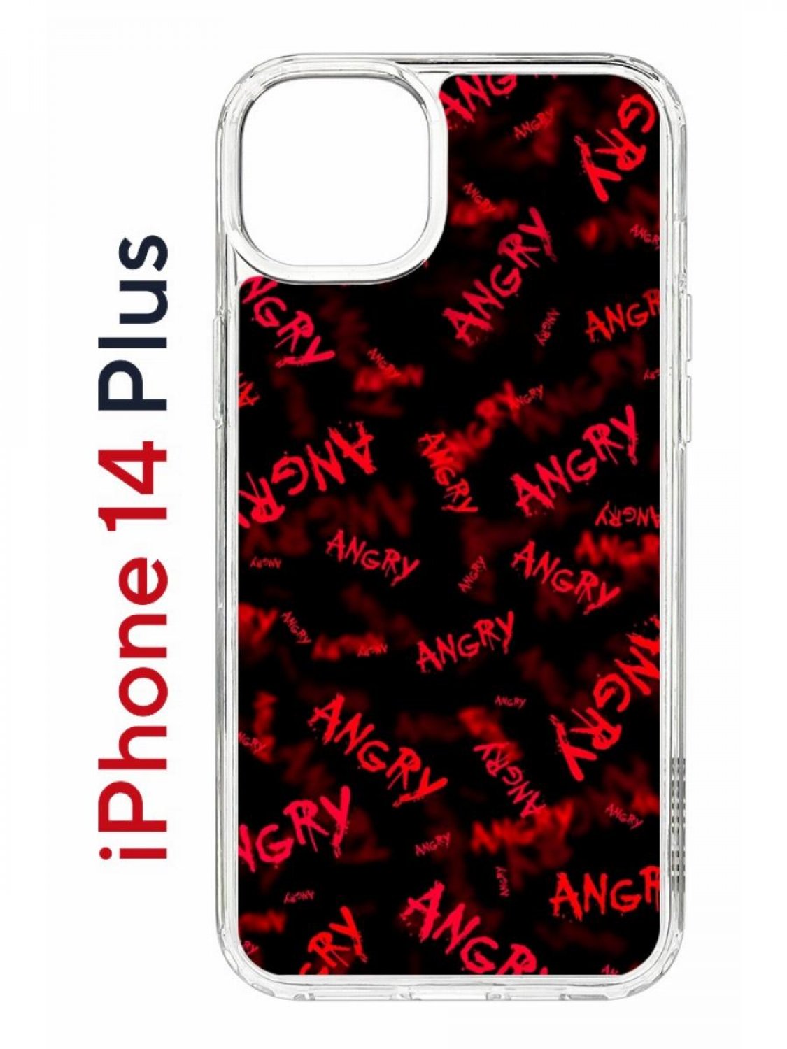 

Чехол на iPhone 14 Plus с принтом Kruche Print Angry, бампер с защитой камеры, Прозрачный;черный;красный;розовый, Айфон 14 Плюс