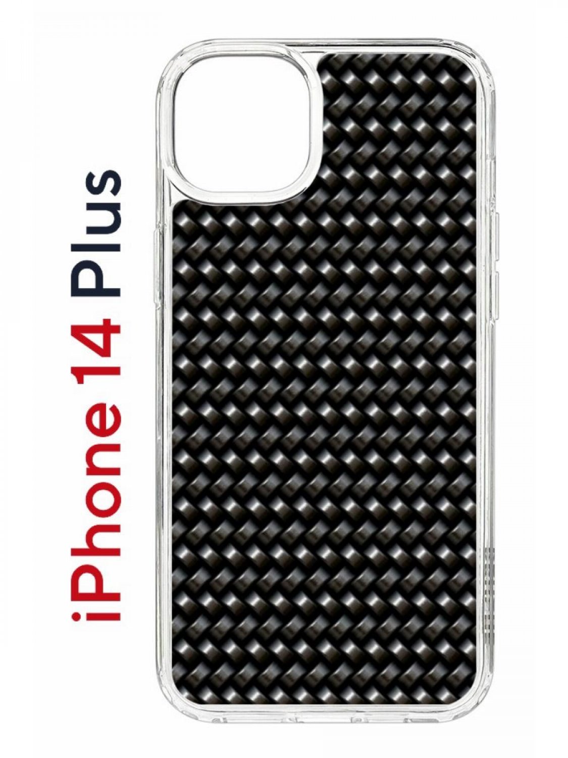 

Чехол на iPhone 14 Plus с принтом Kruche Print Карбон, бампер с защитой камеры, Прозрачный;черный;серый, Айфон 14 Плюс