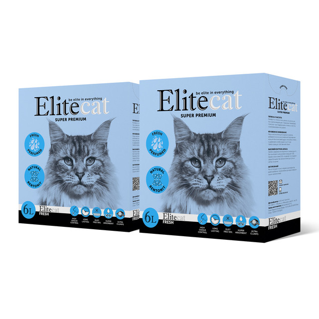 

Наполнитель комкующийся с ароматом свежести EliteCat Fresh, 6л, 2шт