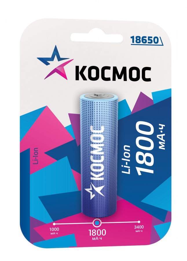 аккумулятор космос r6 2700mah ni mh bl2 арт 97895 Аккумулятор Космос 18650 Li-Ion 1800Mah 3.7V Bl1 Без Защиты Koc18650Li-Ion18Ubl1, 702674