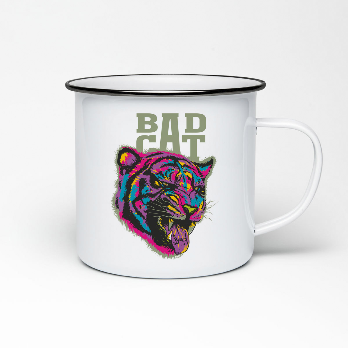 

Кружка металлическая CoolPodarok Животные. Радужный тигр Bad cat