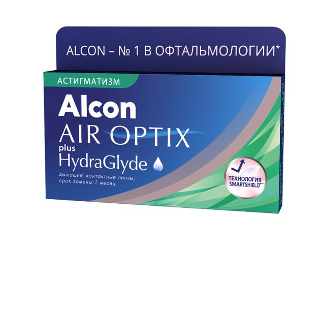 фото Контактные линзы airoptix hydraglyde for astigmatism 3 шт. pwr -2,25, cyl -1,25, axis 020 air optix