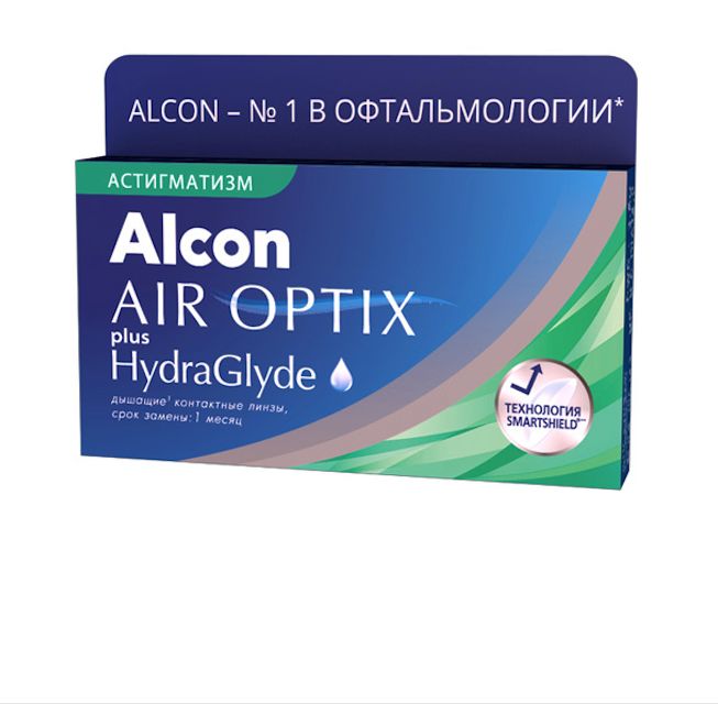фото Контактные линзы airoptix hydraglyde for astigmatism 3 шт. pwr -1,25, cyl -1,75, axis 010 air optix