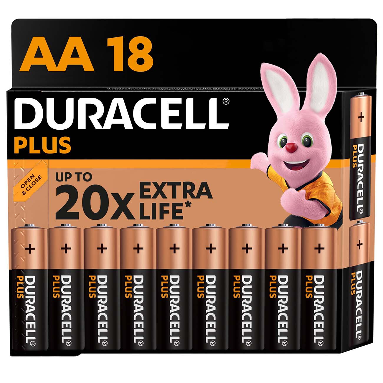 Батарейки Duracell Plus, АА, 18 шт (LR6-18BL PLUS)