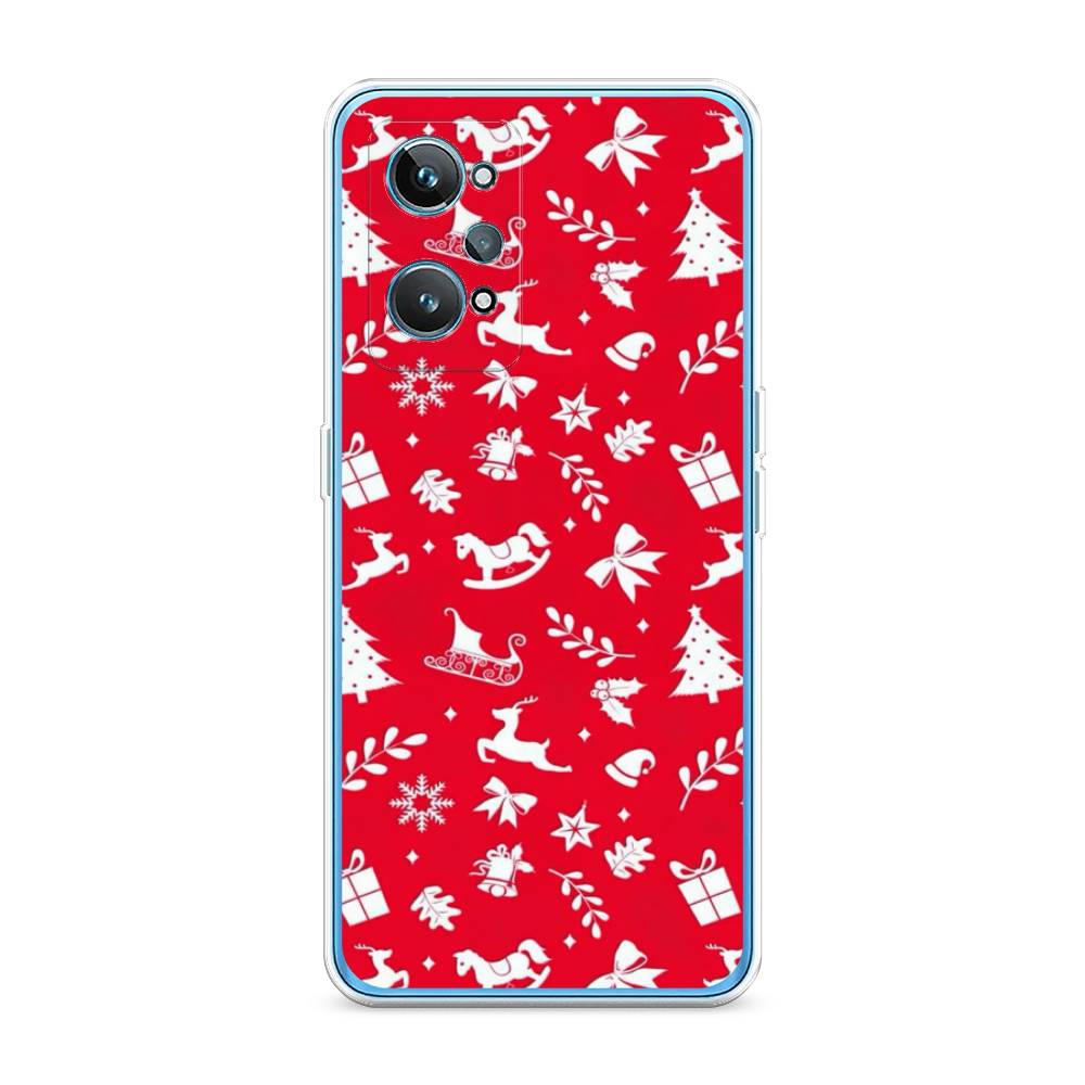 

Чехол на Realme GT 2 "Красный новогодний фон", Красный;белый, 258550-5