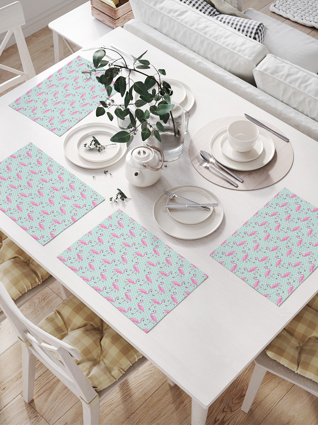 

Комплект салфеток JoyArty "Фламинго на горошке" для сервировки стола (32х46 см, 4 шт.), Фламинго на горошке