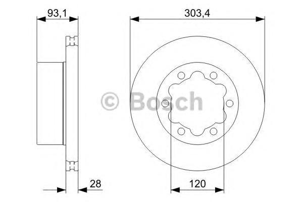 

Тормозной диск Bosch задний 303x28 мм 6 отверстий 986479296