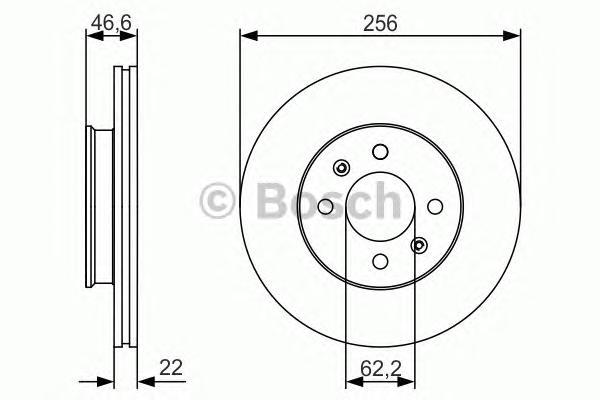 

Тормозной диск Bosch передний вентилируемый 256x22 мм 4 отверстия 0986479r77