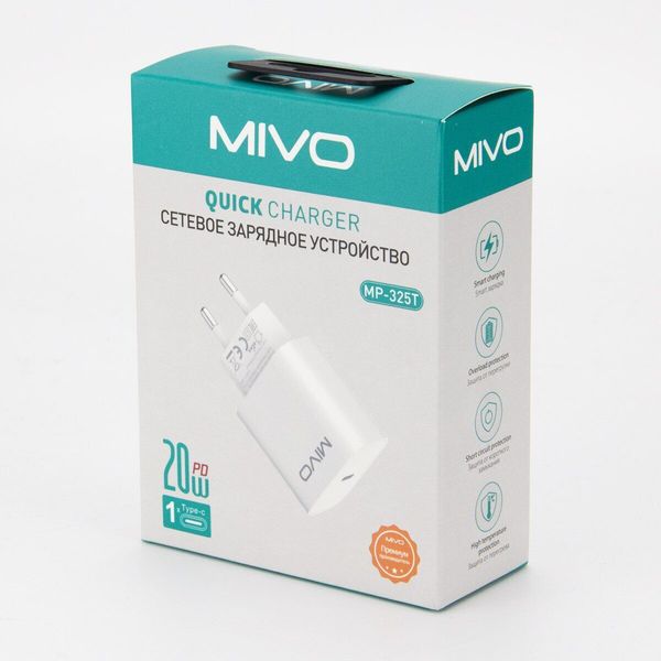 

Сетевое зарядное устройство MIVO MP-325T/ Type-C, 20 Вт