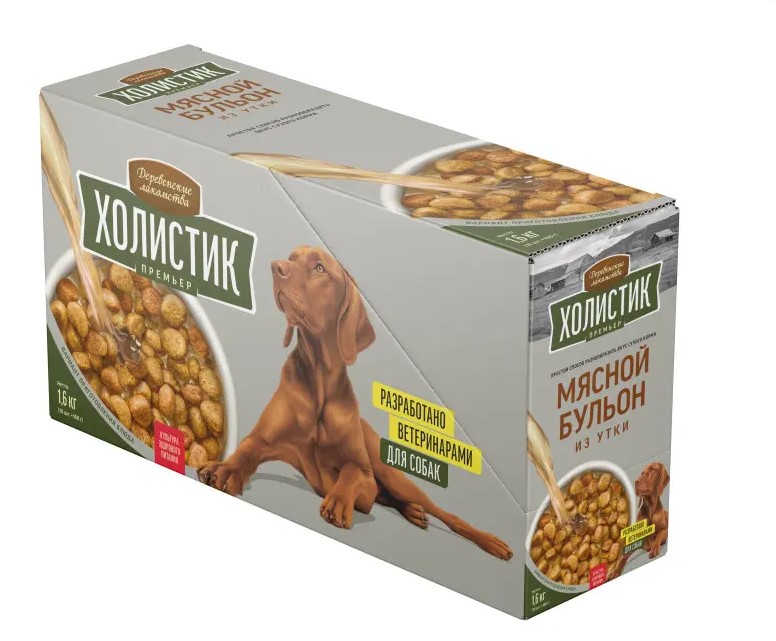 

Влажный корм для собак Деревенские лакомства Мясной бульон из Утки,упаковка 10 шт х 160 гр