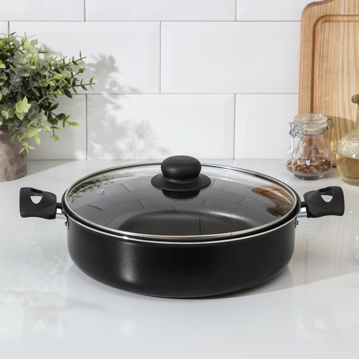 

Жаровня Scovo consul с крышкой антипригарная 26 см 3,2 л, Черный