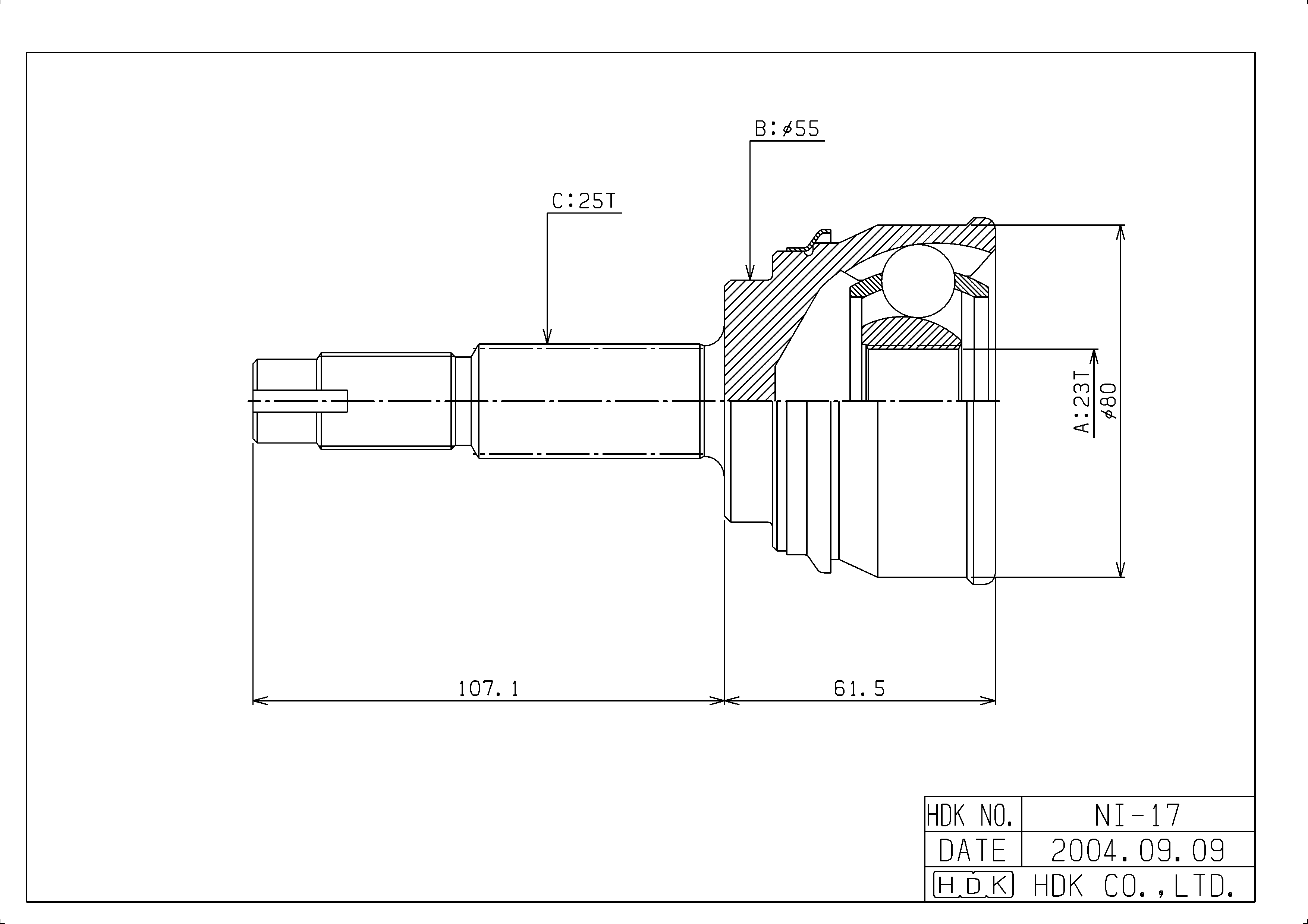 

HDK Шрус NI-017