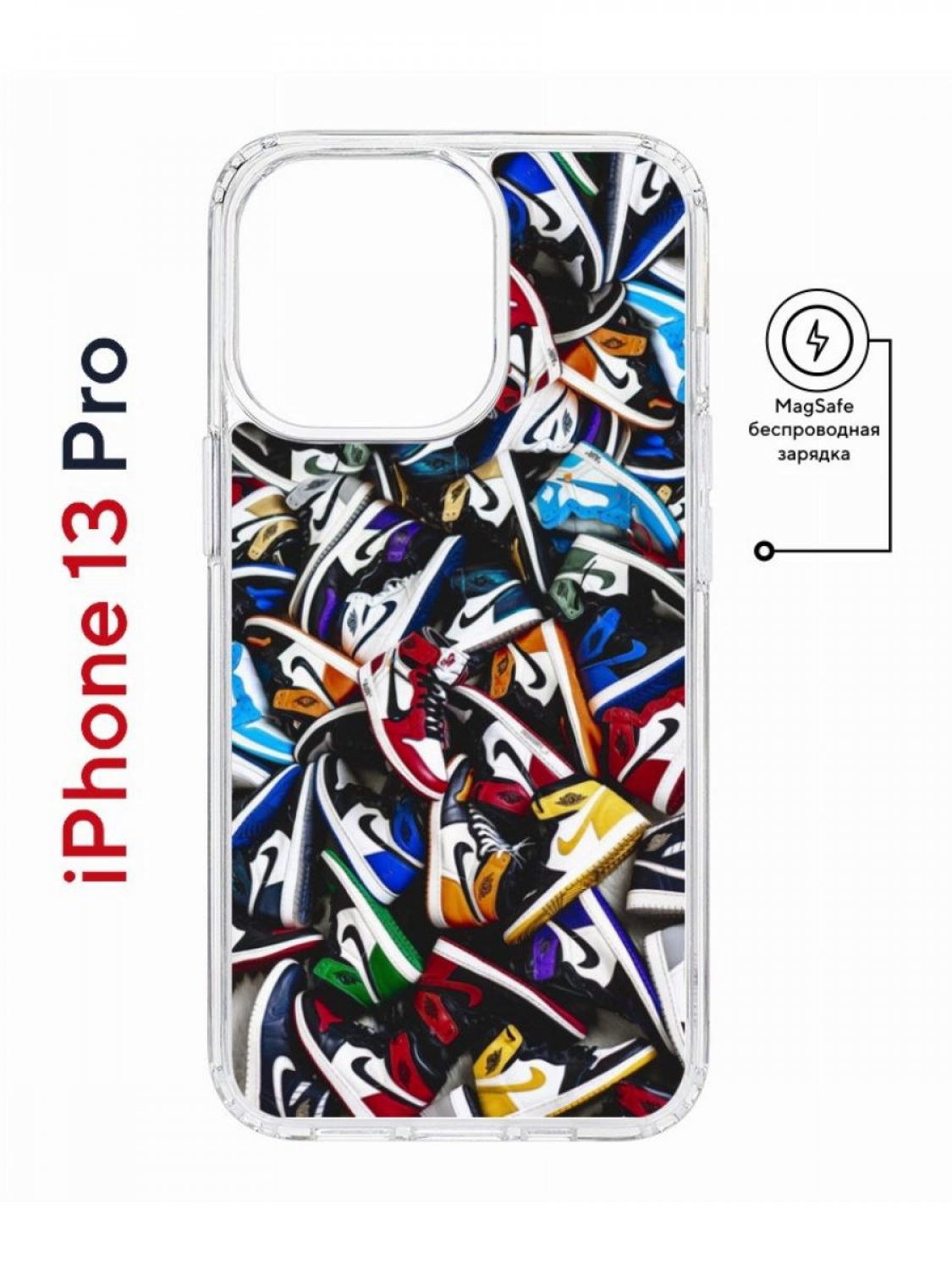 фото Чехол на iphone 13 pro magsafe kruche print кроссовки nike air противоударный с магнитом кruче