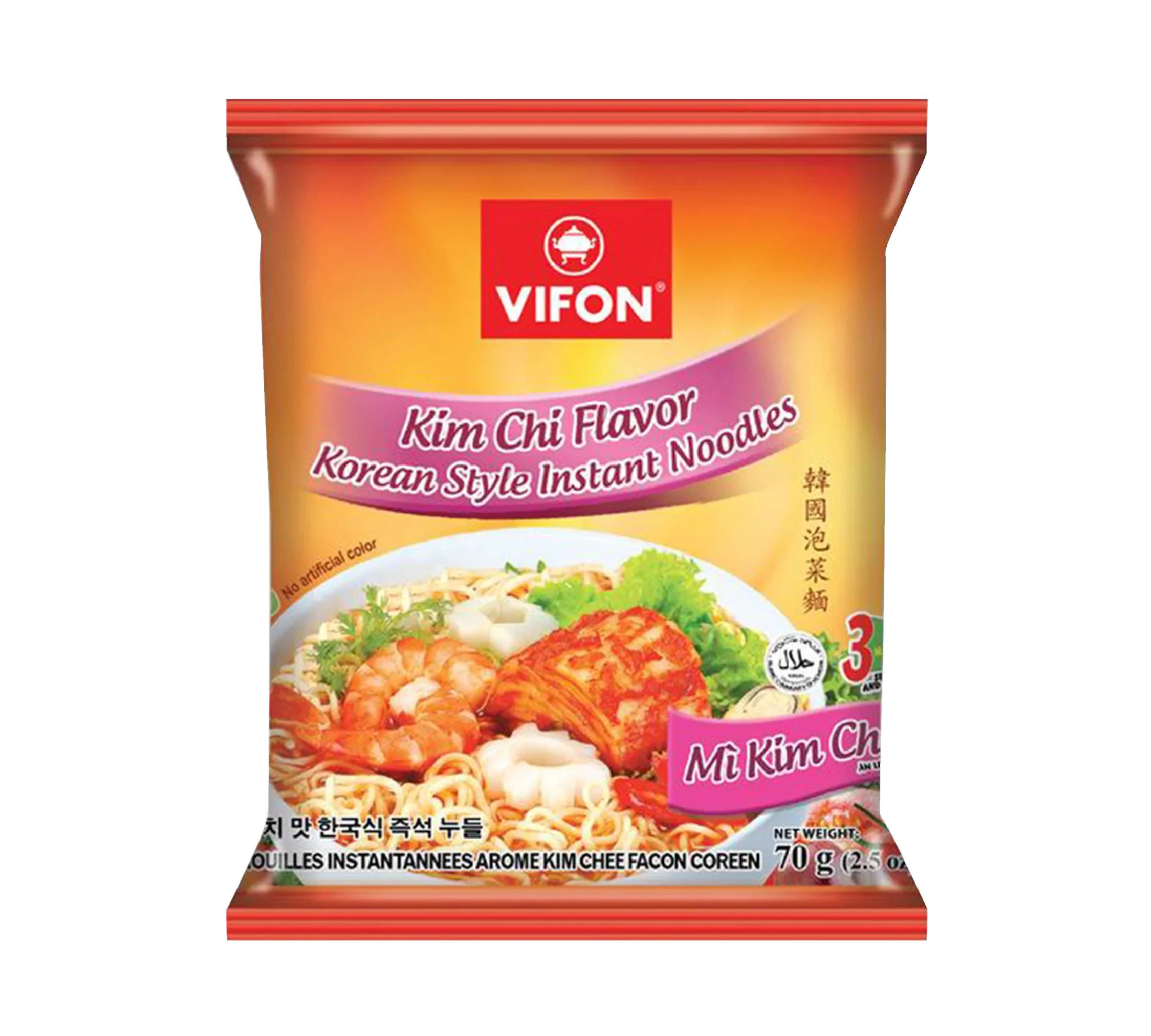 Лапша пшеничная быстрого приготовления VIFON со вкусом ким чи, 70 г х 30 шт