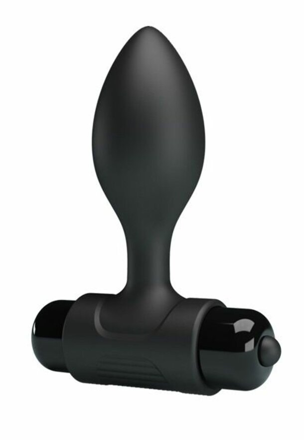 Черная анальная пробка с мощной вибрацией Vibra 8,6 см Baile