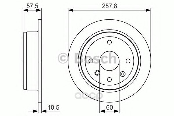 

Тормозной диск Bosch задний 258x10,5 мм 4 отверстия 0986479s08