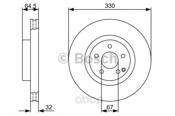 

Тормозной диск Bosch передний вентилируемый 330x32 мм 5 отверстий 986479332
