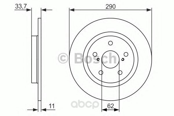 

0 986 479 656_Диск Тормозной Задний Тоуоtа Аvеnsis 1.6-2.0 09> BOSCH 0986479656