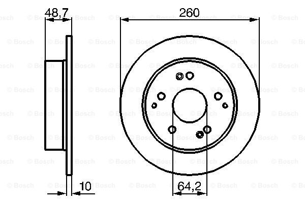 

Тормозной диск Bosch задний вентилируемый 260x10 мм 5 отверстий 986479225