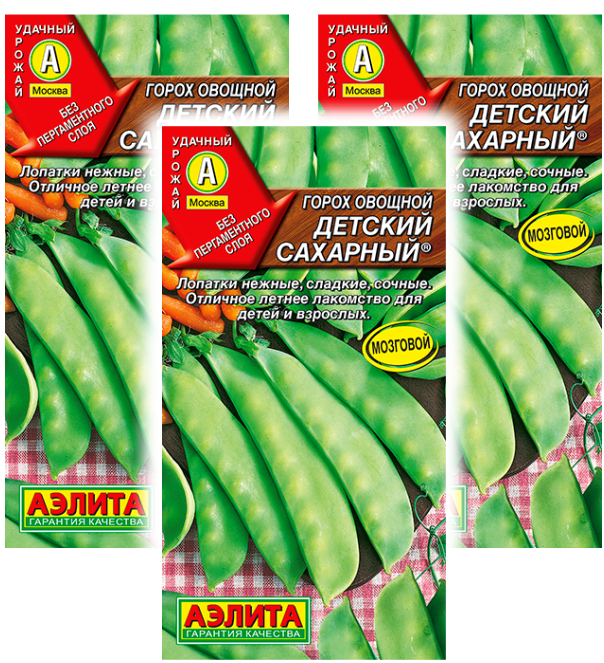 

Семена горох Аэлита Овощной детский сахарный 93315 3 уп., Горох