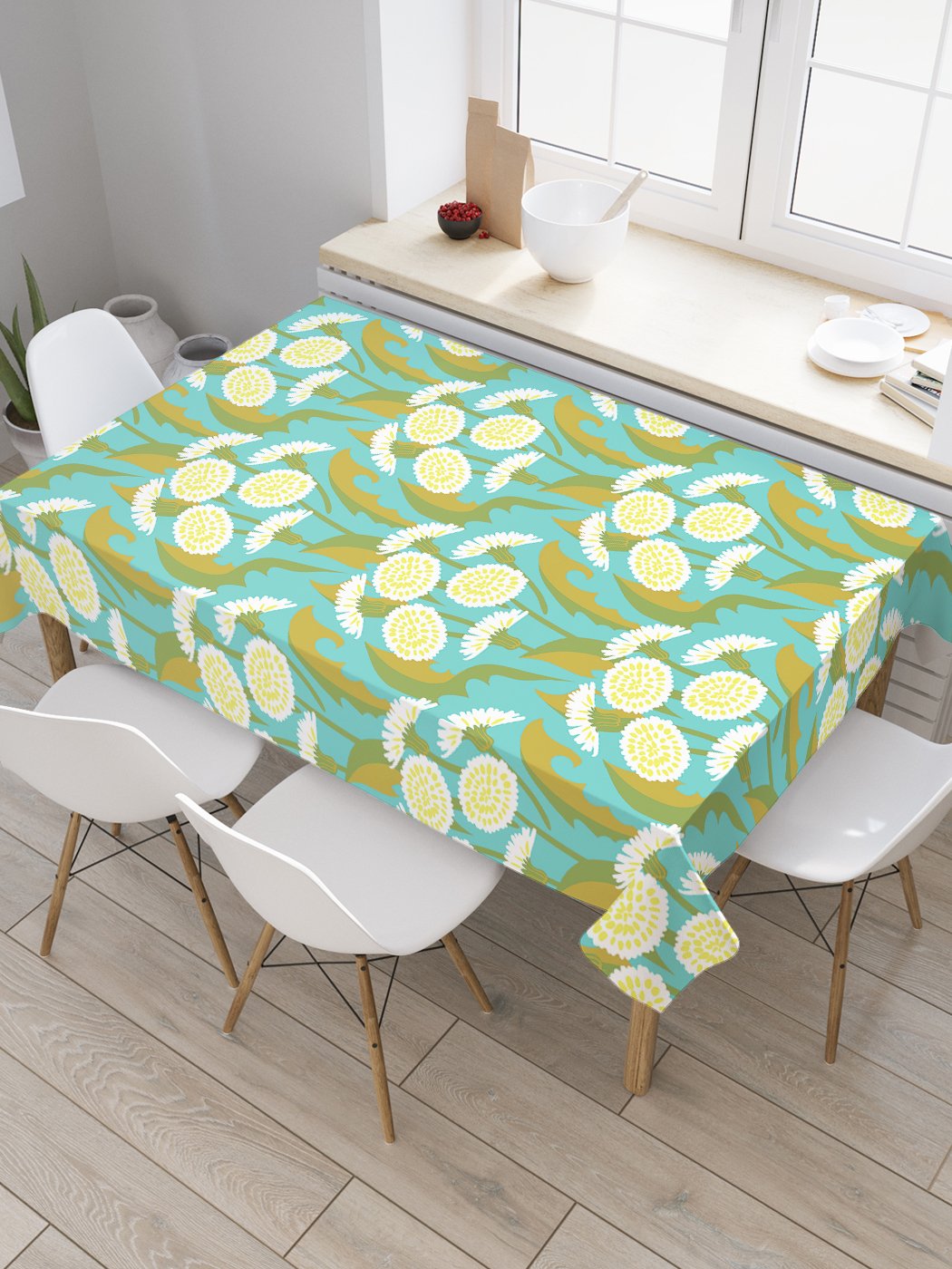 

Скатерть прямоугольная JoyArty "Цветущие одуванчики" из оксфорда, 120x145 см, Зеленый, Цветущие одуванчики