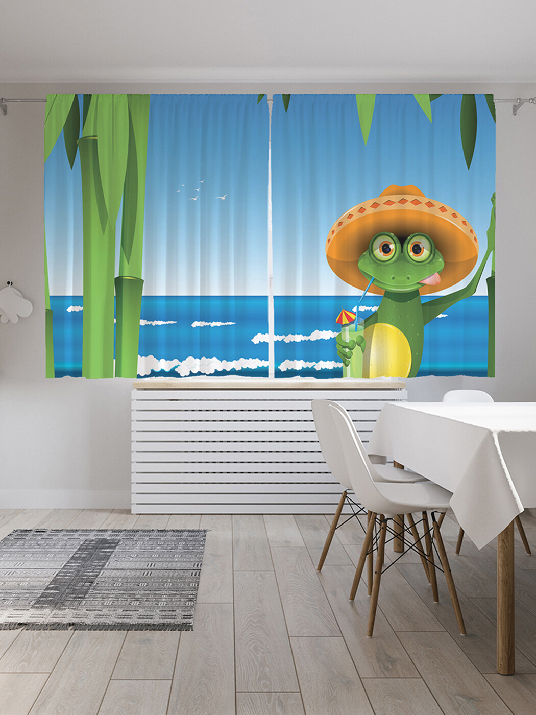 

Фотошторы короткие JoyArty Лягушка в сомбреро, сатен, 290x180 см