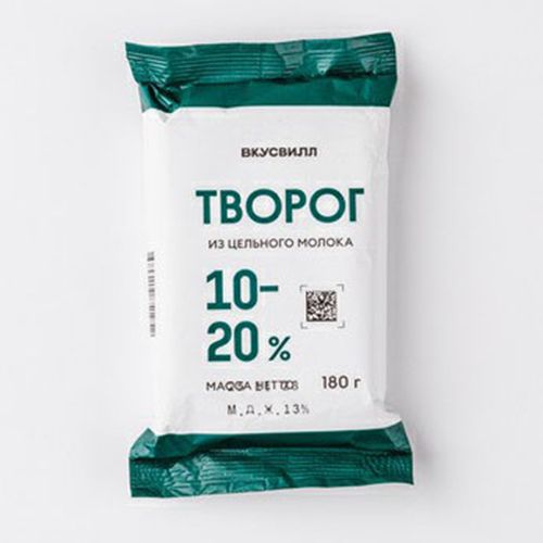 

Творог зерненый ВкусВилл из цельного молока 10-20% 180 г