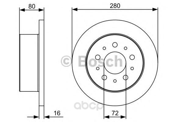 

Тормозной диск Bosch задний 280x16 мм 5 отверстий 986479399