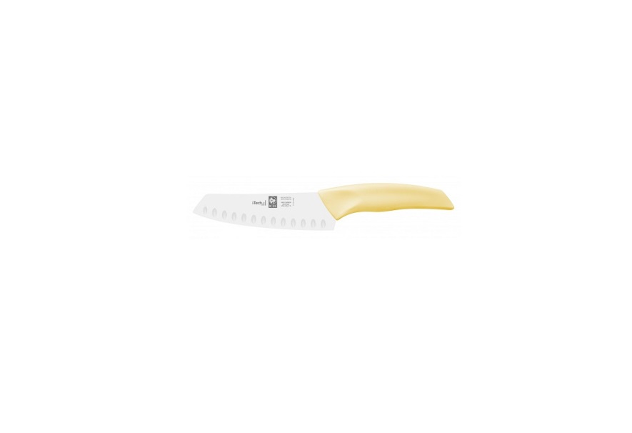 Нож японский Santoku 140/260 мм с бороздками, желтый I-TECH Icel 1 шт