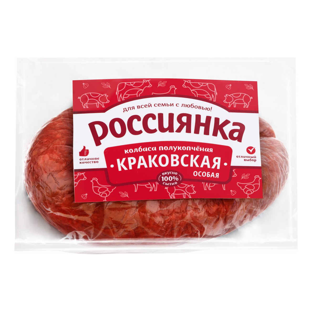 

Колбаса Россиянка Краковская особая полукопченая +-1 кг