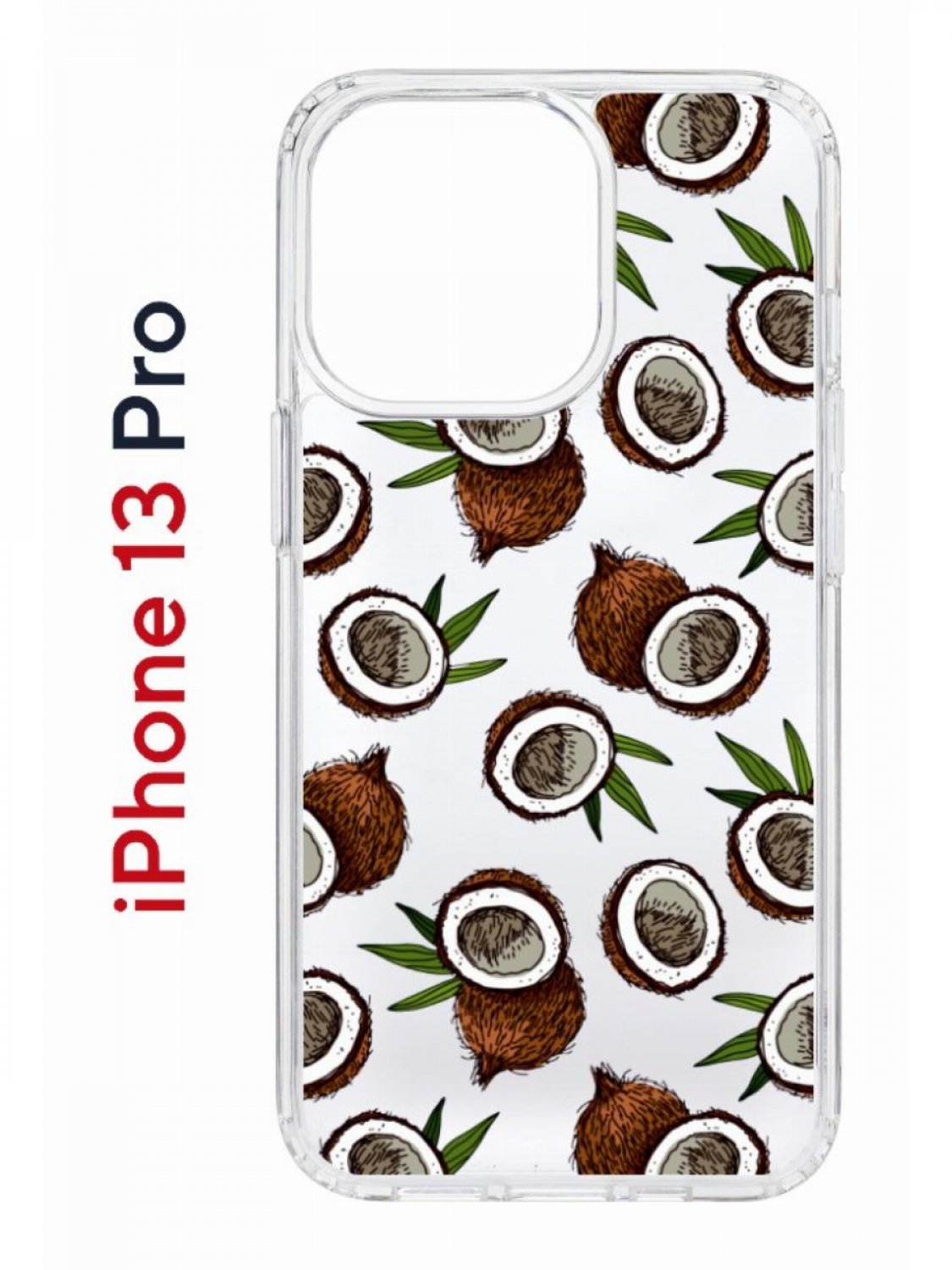 Чехол на iPhone 13 Pro с принтом Kruche Print Кокосы, бампер с защитой камеры