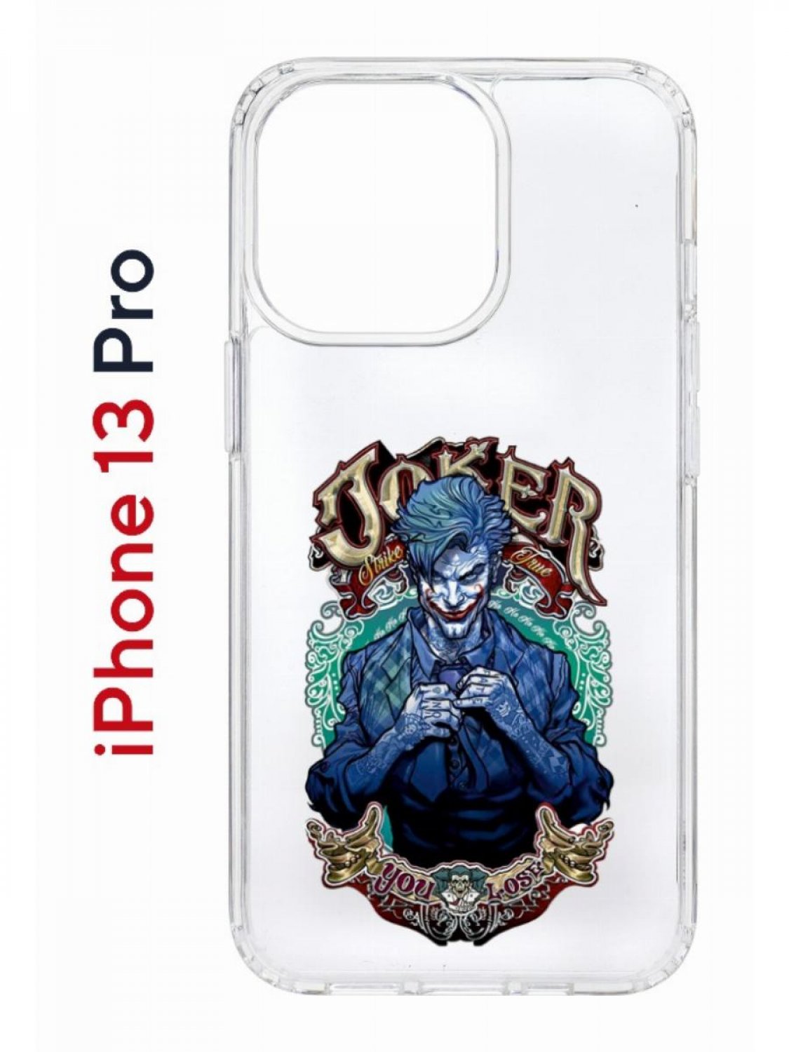 фото Чехол на iphone 13 pro с принтом kruche print джокер, бампер с защитой камеры кruче