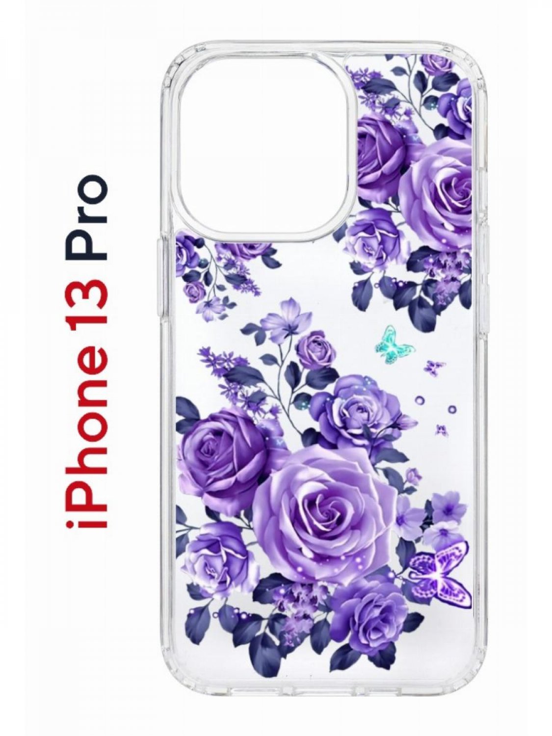 Чехол на iPhone 13 Pro с принтом Kruche Print Roses, бампер с защитой камеры