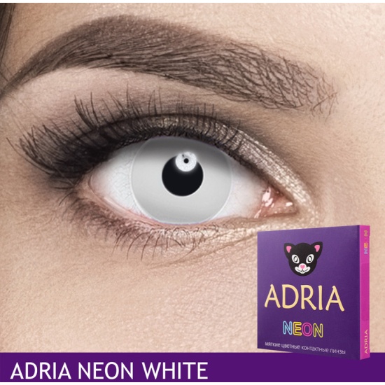 Цветные линзы ADRIA Neon, White светящиеся/неоновые, квартальные, 2 линзы R 8,6 -8,50
