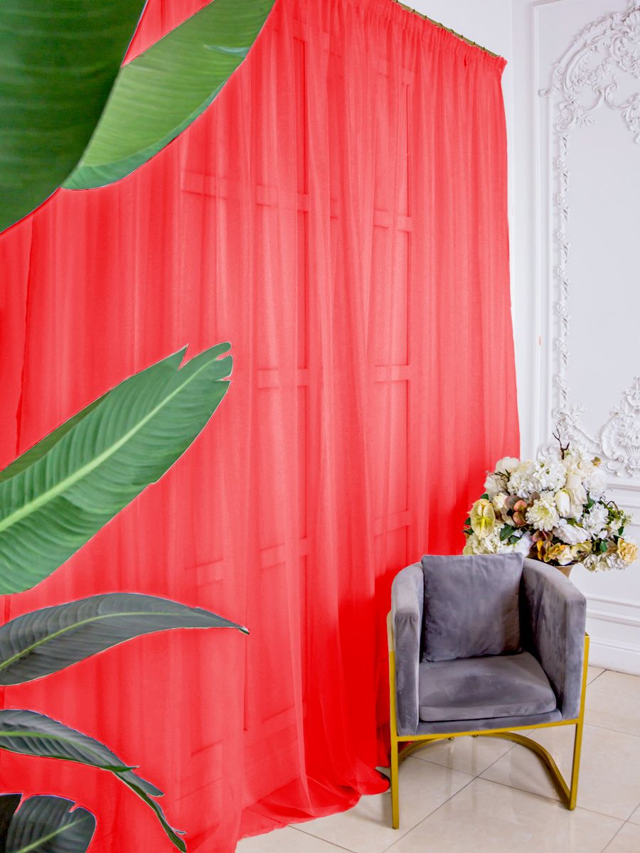 

Тюль Nikki Home Collection Вуаль высота 220 см х ширина 700 см красный, Тюль красный