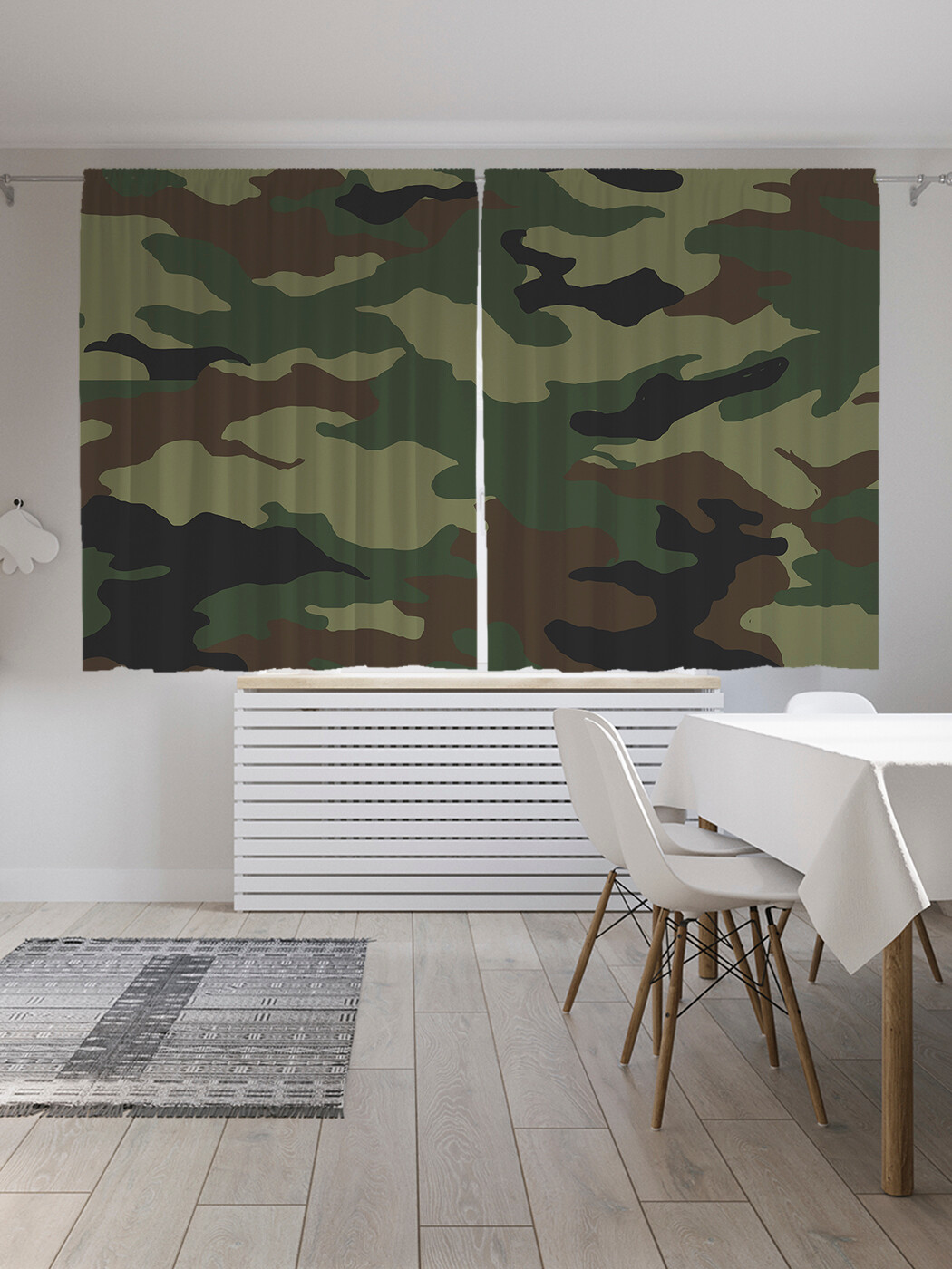 

Фотошторы короткие JoyArty Классика камуфляжа, сатен, 290x180 см
