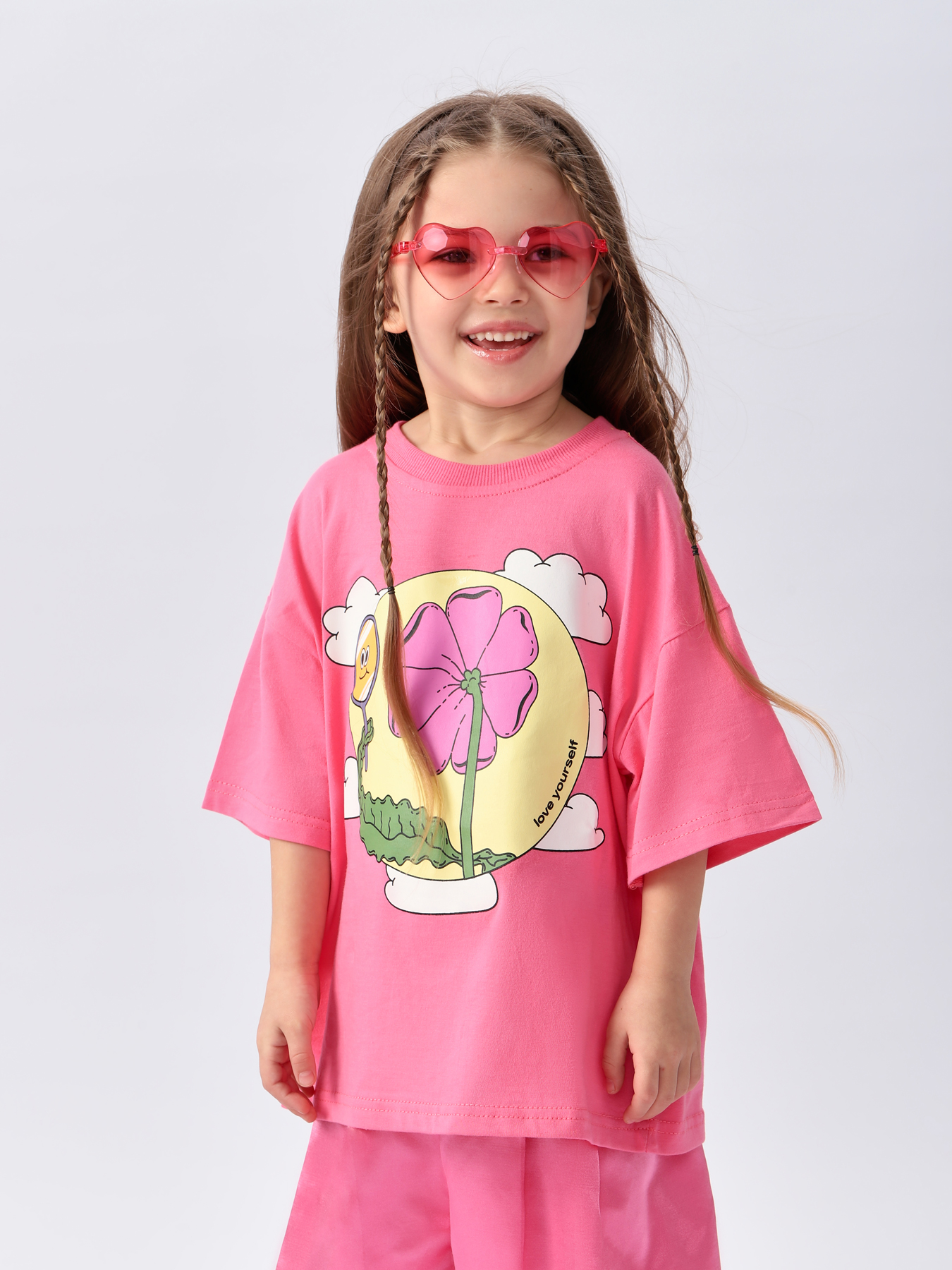 Футболка детская Happy Baby 88501, bright pink (flower), 98 футболка детская happy baby 88501 bright pink flower 74