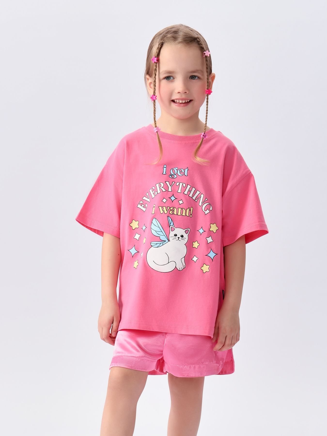 Футболка детская Happy Baby 88501, bright pink (cat), 122 футболка детская happy baby 88501 bright pink poodle 86