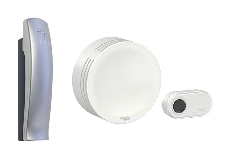 Комплект домофона и проводного звонка Schneider УКП-7М + BLNZA000011 + BLNKA000011 кнопка для звонка in home