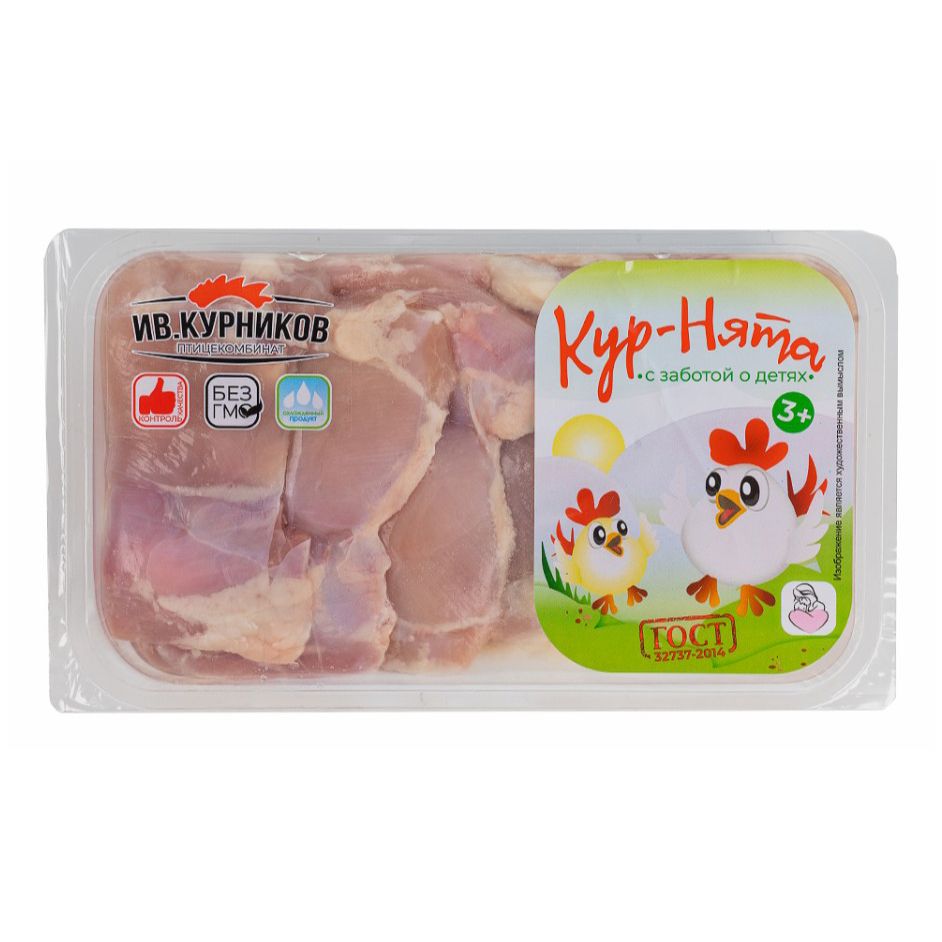 

Кусковое мясо бедра цыпленка Ив.Курников Кур-Нята охлажденное 650 г