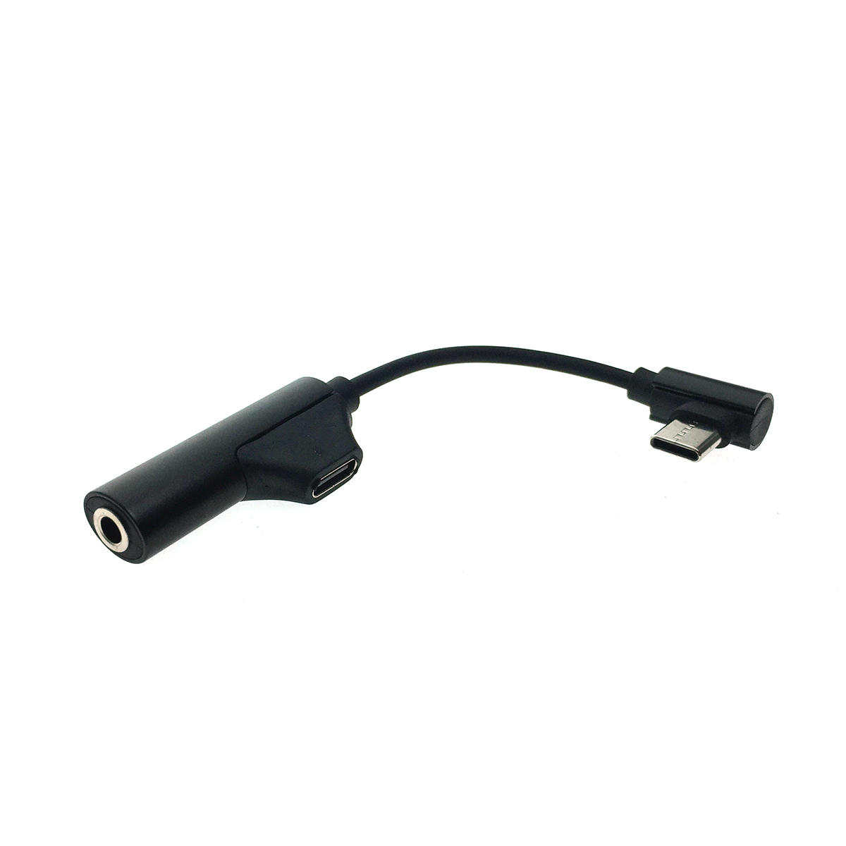 

Кабель - переходник 2 в 1-ом! USB 3.1 Type C male to 3,5mm F + Type-C F 14 см, цвет черный