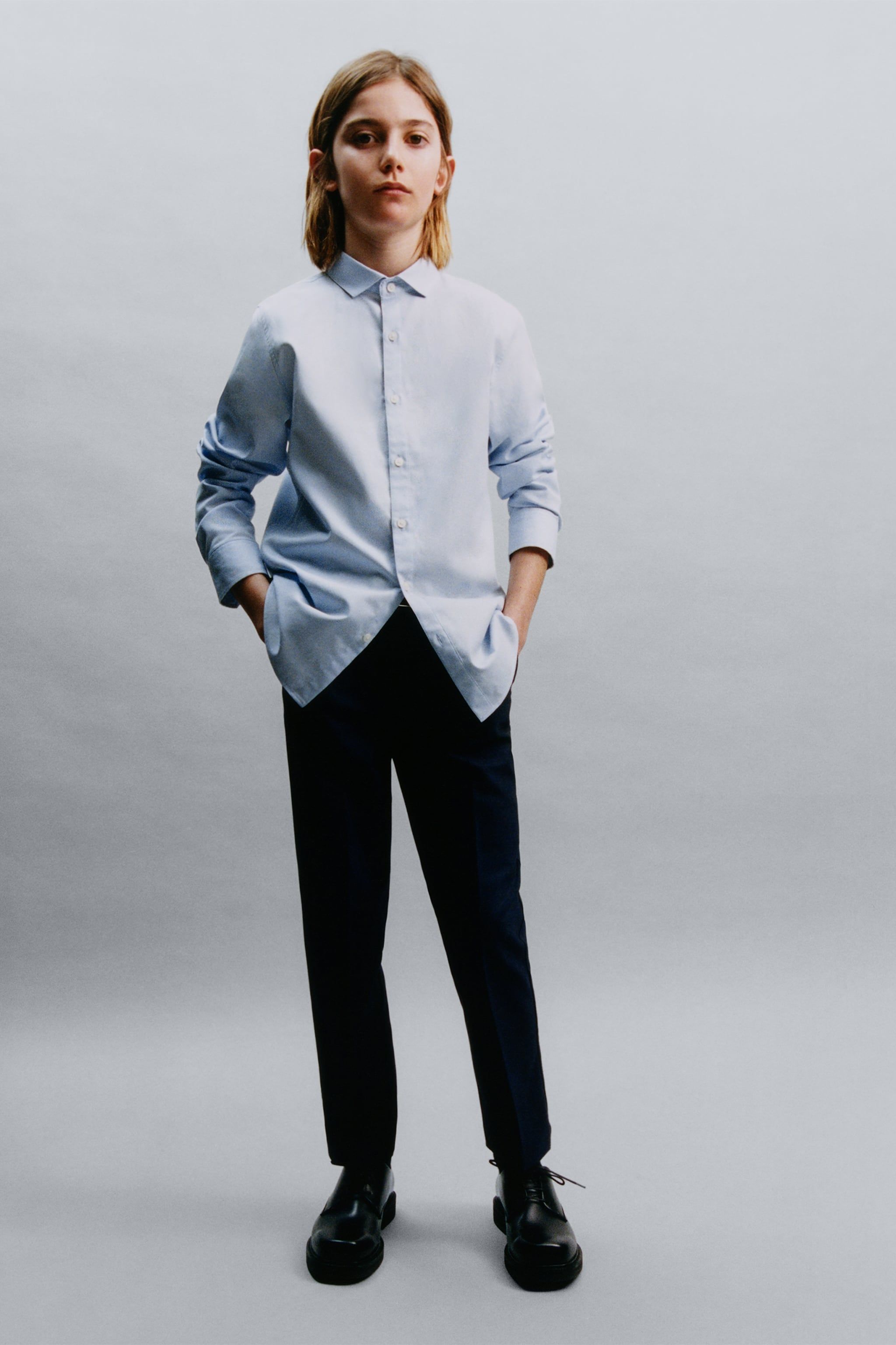 Рубашка детская ZARA 01339025, голубой, 152