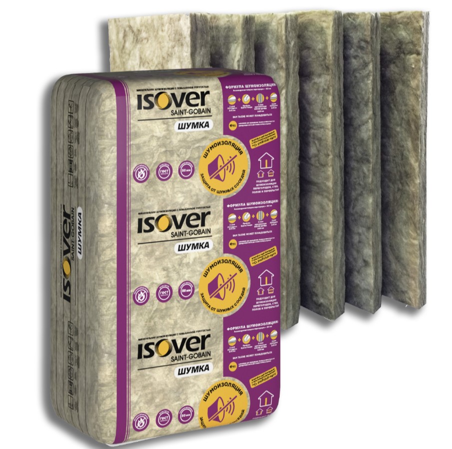 

Утеплитель ISOVER Шумка 50*610*1000/Е 036 (уп.10шт, 6,10м2, 0,305м3) (48) плита