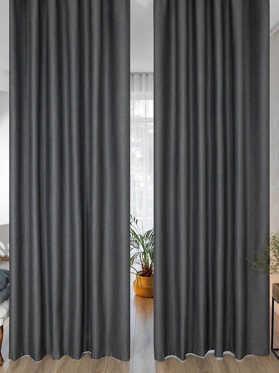 

Штора Блэкаут для комнаты на шторной ленте 150 х 240 Evrika Home Темно-серый, винтер-1шт